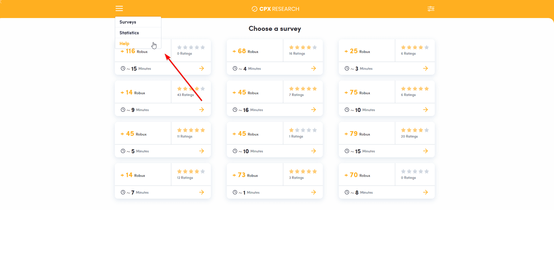 CPX Research menu with the Help option highlighted